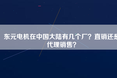 東元電機在中國大陸有幾個廠？直銷還是代理銷售？