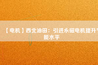 【電機(jī)】西北油田：引進(jìn)永磁電機(jī)提升節(jié)能水平
          