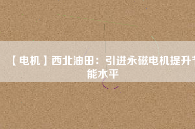 【電機(jī)】西北油田：引進(jìn)永磁電機(jī)提升節(jié)能水平
          