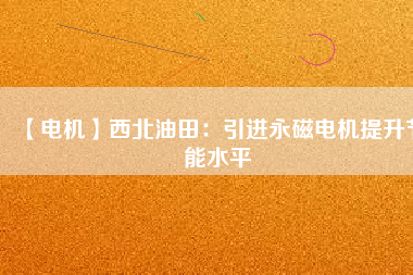 【電機(jī)】西北油田：引進(jìn)永磁電機(jī)提升節(jié)能水平
          