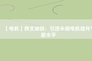 【電機(jī)】西北油田：引進(jìn)永磁電機(jī)提升節(jié)能水平
          