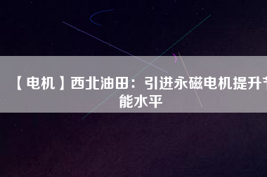 【電機(jī)】西北油田：引進(jìn)永磁電機(jī)提升節(jié)能水平
          