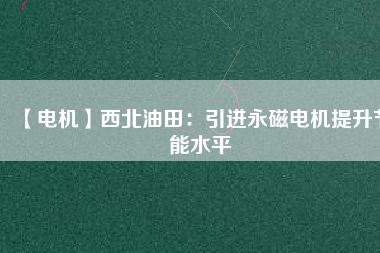 【電機(jī)】西北油田：引進(jìn)永磁電機(jī)提升節(jié)能水平
          