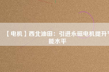 【電機(jī)】西北油田：引進(jìn)永磁電機(jī)提升節(jié)能水平
          