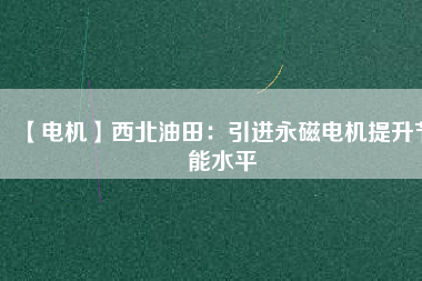 【電機(jī)】西北油田：引進(jìn)永磁電機(jī)提升節(jié)能水平
          