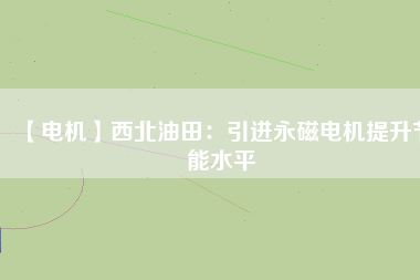 【電機(jī)】西北油田：引進(jìn)永磁電機(jī)提升節(jié)能水平
          