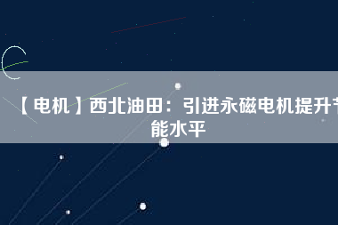 【電機(jī)】西北油田：引進(jìn)永磁電機(jī)提升節(jié)能水平
          