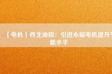 【電機(jī)】西北油田：引進(jìn)永磁電機(jī)提升節(jié)能水平
          